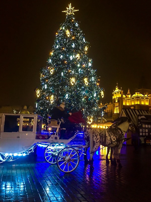 Cracovia: Albero di Natale in Piazza del Mercato