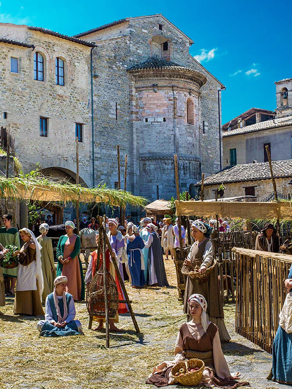 Dettaglio del festival medievale "Il Mercato delle Gaite", che si svolge ogni estate a Bevagna