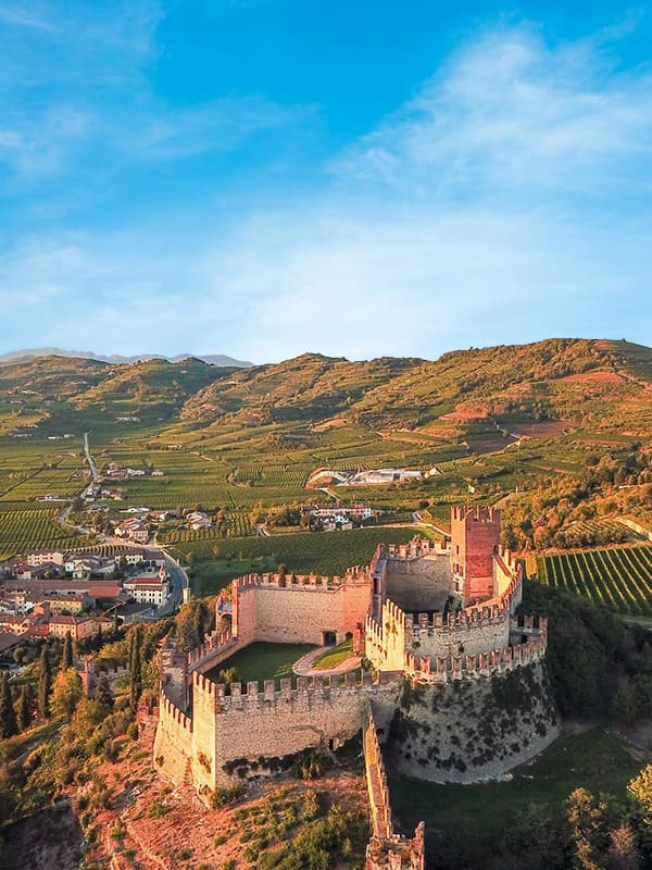 Panoramica del Castello di Soave dall'alto